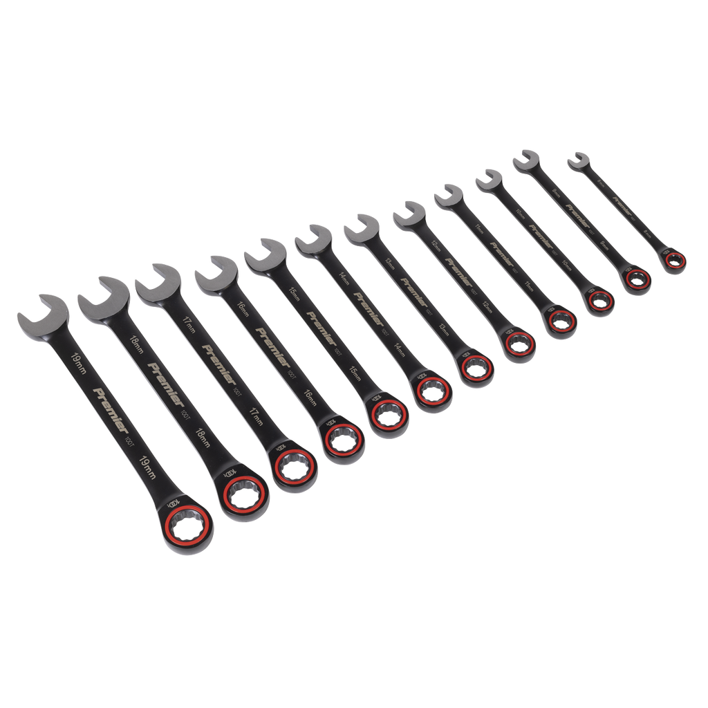 Sealey Premier Black Combination Ratchet Spanner Set 12pc AK63940B - BostonPlates Autocare Centre