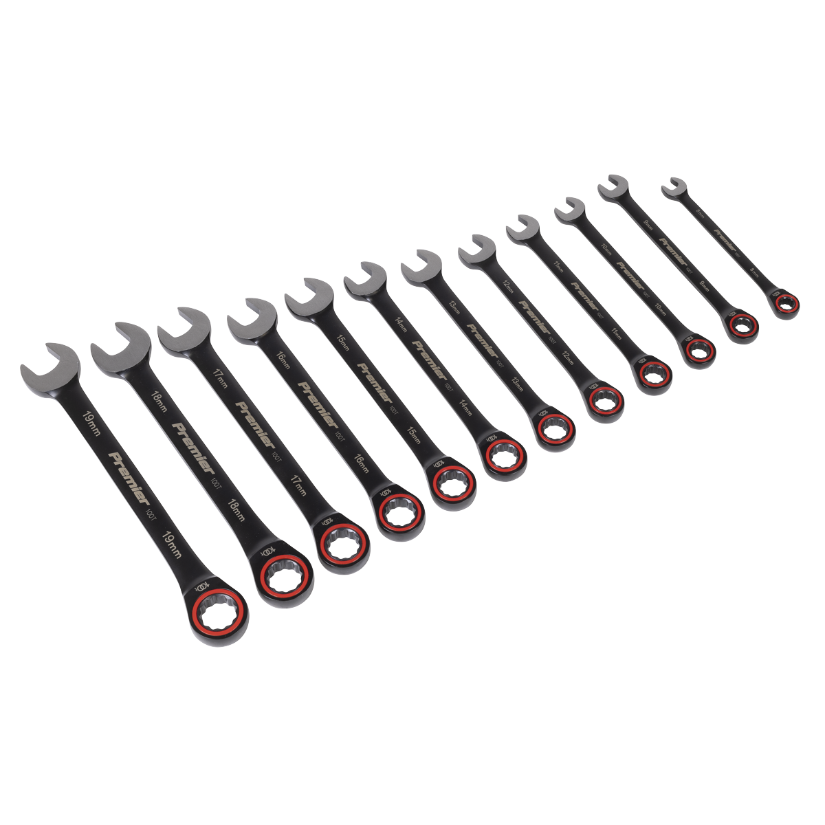 Sealey Premier Black Combination Ratchet Spanner Set 12pc AK63940B - BostonPlates Autocare Centre