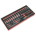 Sealey Premier Socket Set with Tool Tray 1/4"Sq Drive 44pc TBT40 - BostonPlates Autocare Centre