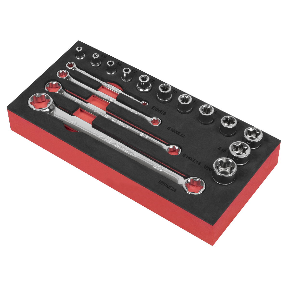 Sealey Premier TRX-Star* TRX-Star* Socket& Spanner Set 3/8"Sq Drive 16pc AK61801 - BostonPlates Autocare Centre