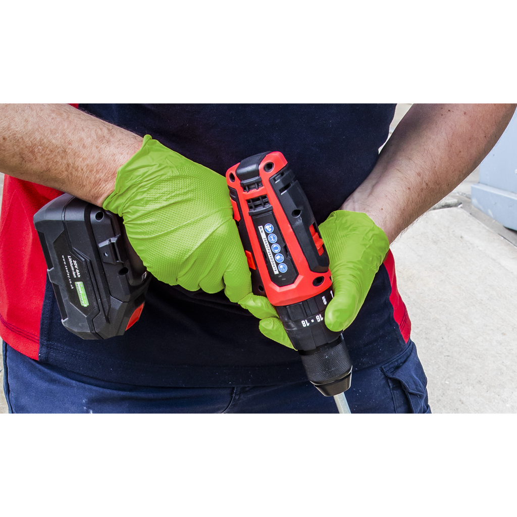 Sealey Diamond Grip Extra-Thick Nitrile Powder-Free, Gloves, Large - Pack of 50 SSP54L - BostonPlates Autocare Centre