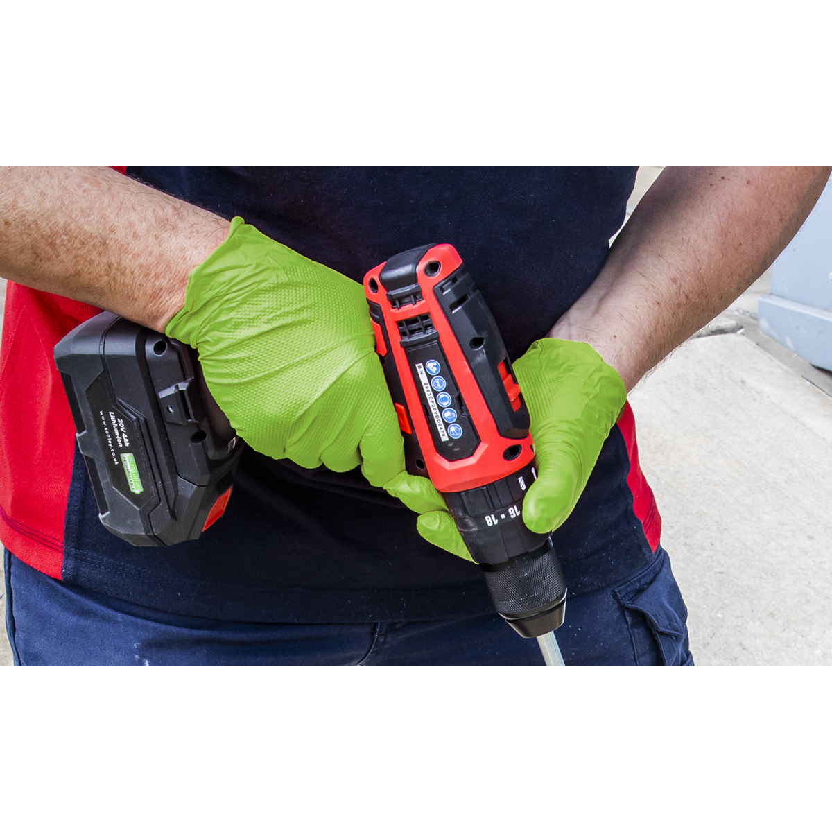 Sealey Diamond Grip Extra-Thick Nitrile Powder-Free, Gloves, Large - Pack of 50 SSP54L - BostonPlates Autocare Centre