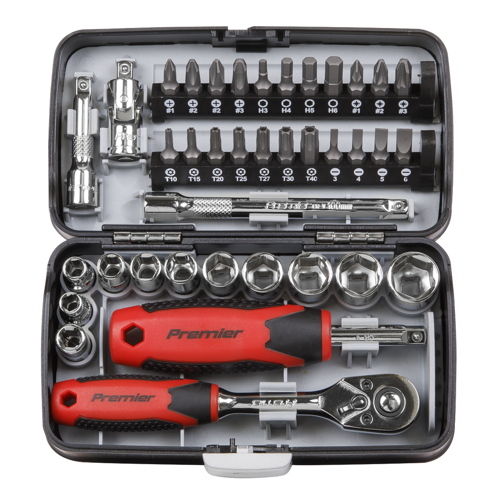 Sealey Premier Socket & Bit Set 1/4"Sq Drive 38pc AK8945 - BostonPlates Autocare Centre