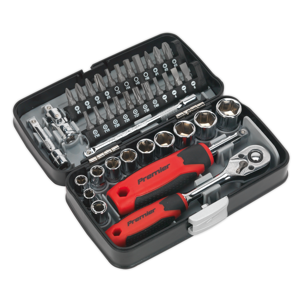 Sealey Premier Socket & Bit Set 1/4"Sq Drive 38pc AK8945 - BostonPlates Autocare Centre