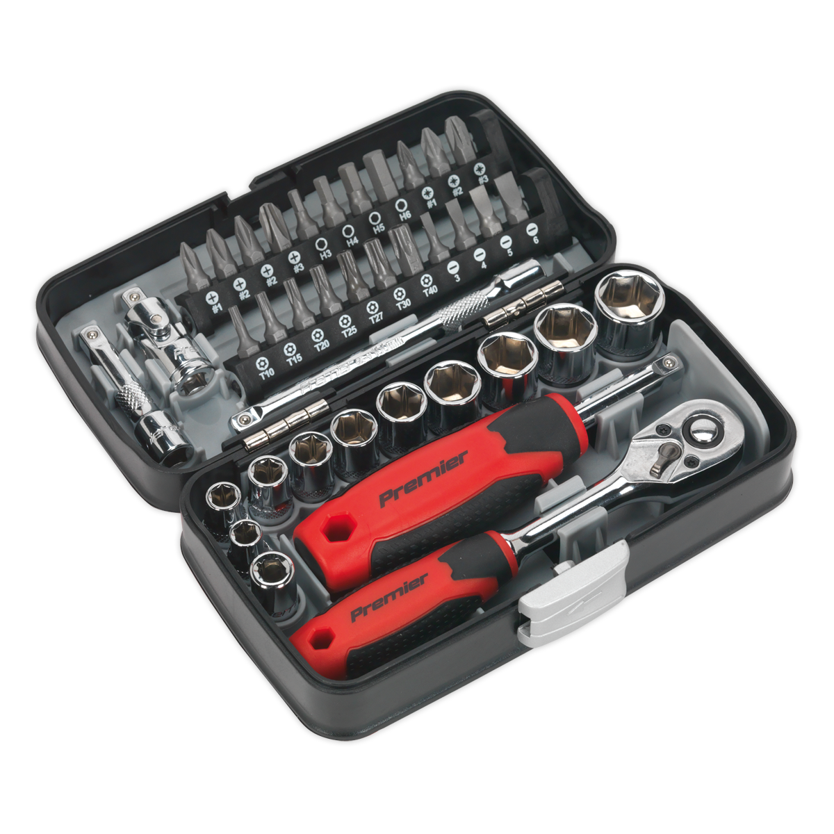 Sealey Premier Socket & Bit Set 1/4"Sq Drive 38pc AK8945 - BostonPlates Autocare Centre