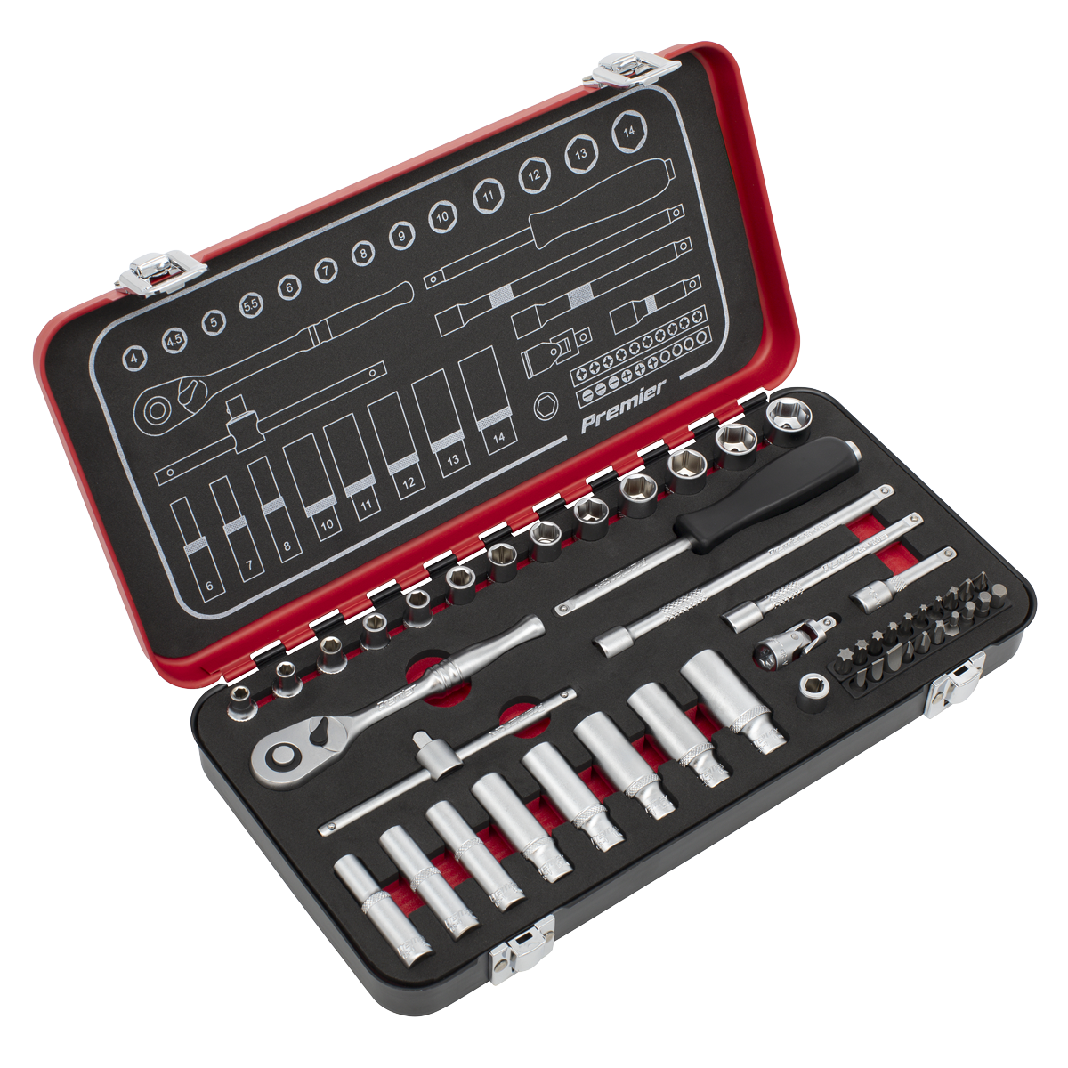 Sealey Premier Platinum Socket Set 1/4"Sq Drive 49pc AK7920 - BostonPlates Autocare Centre