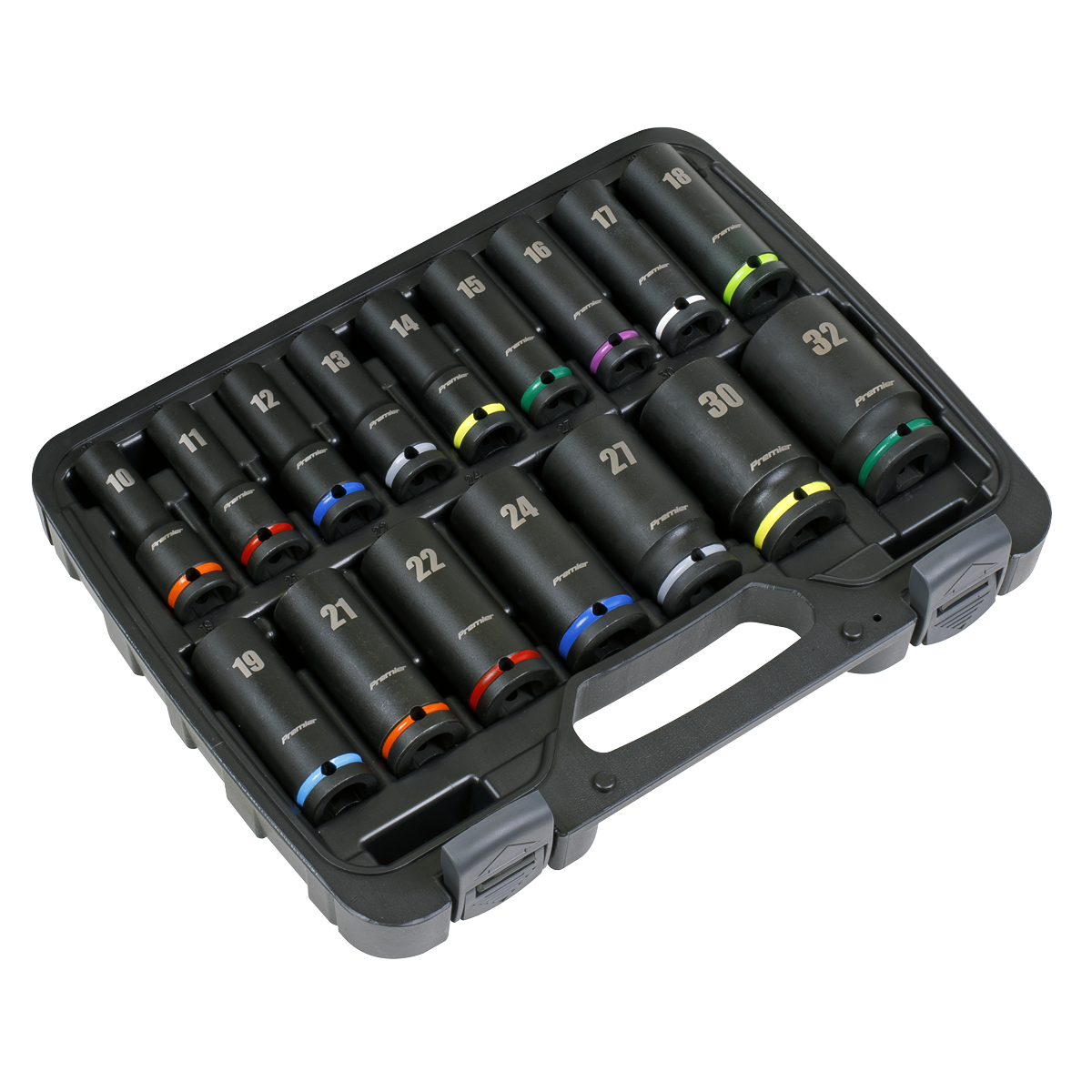 Sealey Premier Deep Impact Socket Set 1/2"Sq Drive 16pc AK5818M - BostonPlates Autocare Centre