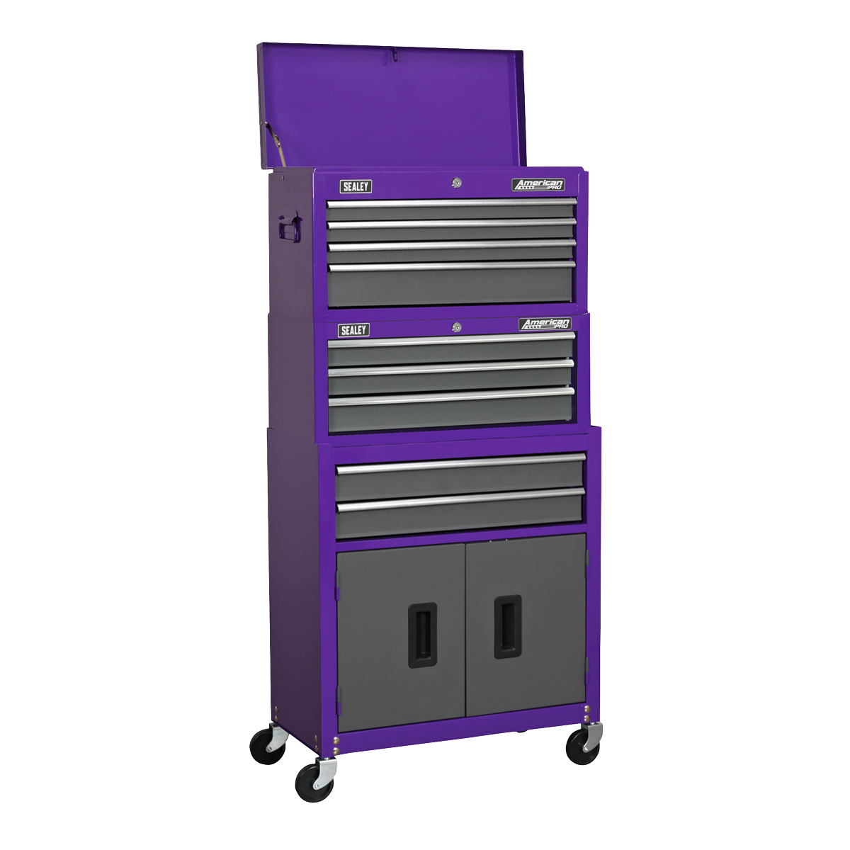 American PRO® Topchest, Mid-Box & Rollcab 9 Drawer - Purple AP2200BBCPSTACK - BostonPlates Autocare Centre