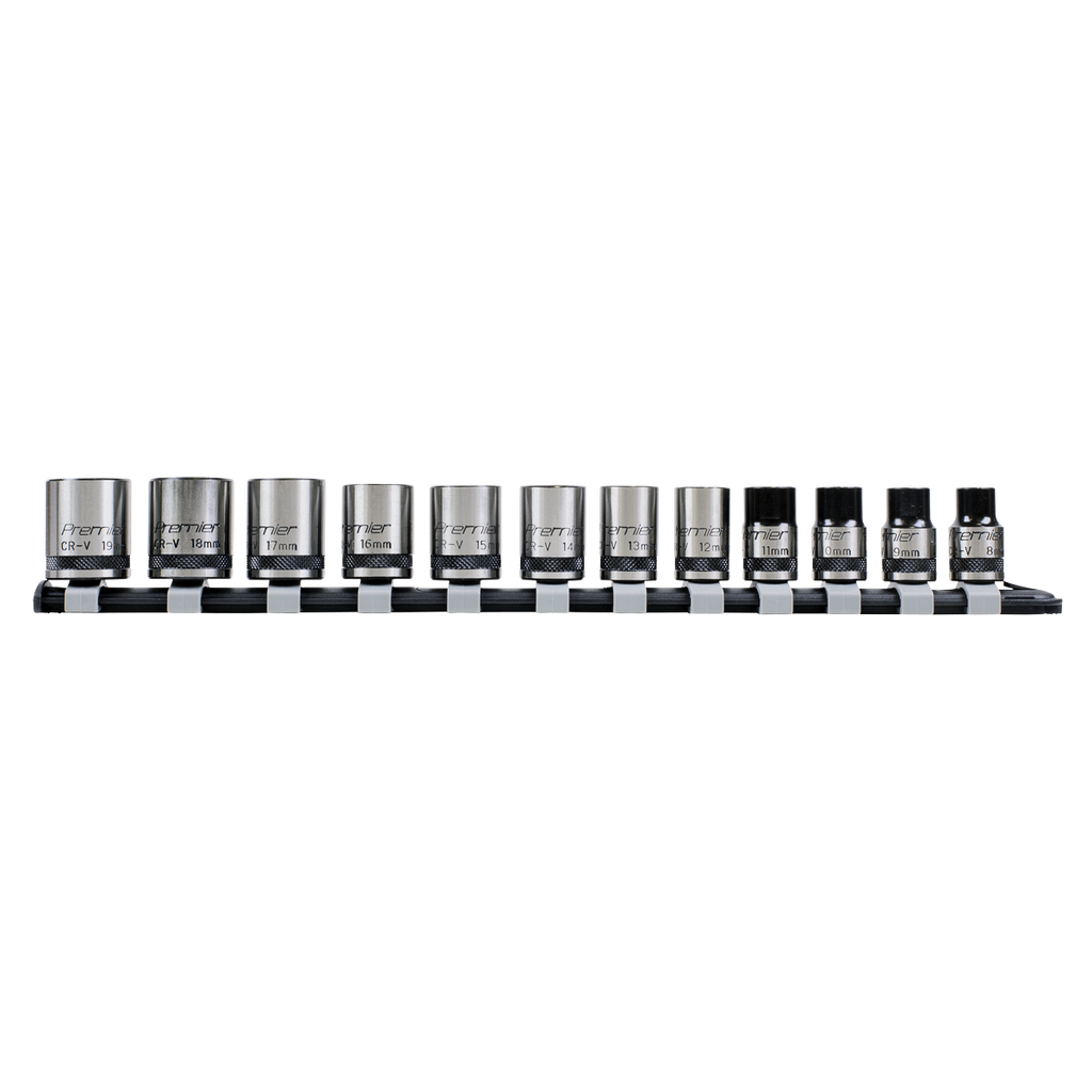 Sealey Premier Black Lock-On™ Socket Set 3/8"Sq Drive 12pc AK2741B - BostonPlates Autocare Centre