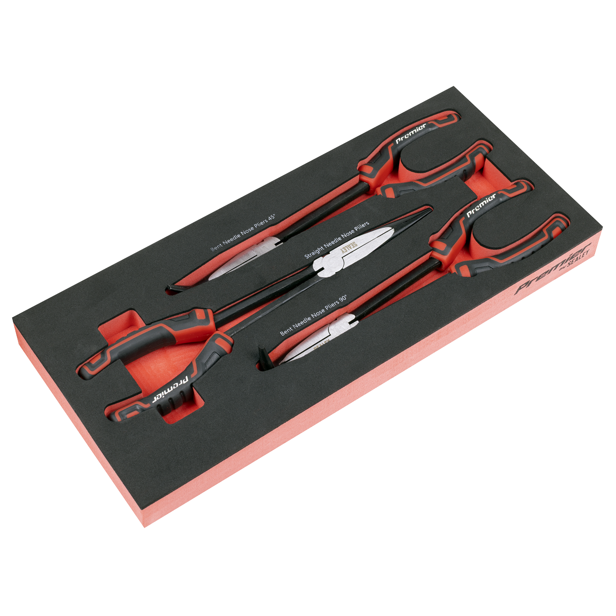 Sealey Premier Long Needle Nose Pliers Set with Tool Tray 3pc TBT58 - BostonPlates Autocare Centre