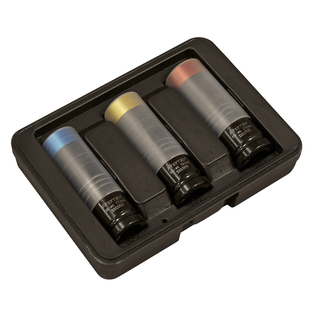 Premier Alloy Wheel Ultra-Power Impact Socket Set 1/2"Sq Drive 3pc SX039 - BostonPlates Autocare Centre