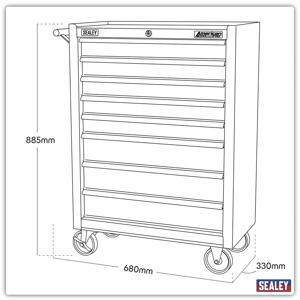 Rollcab 8 Drawer with 145pc Tool Kit - Black/Grey AP35TBCOMBO3 - BostonPlates Autocare Centre