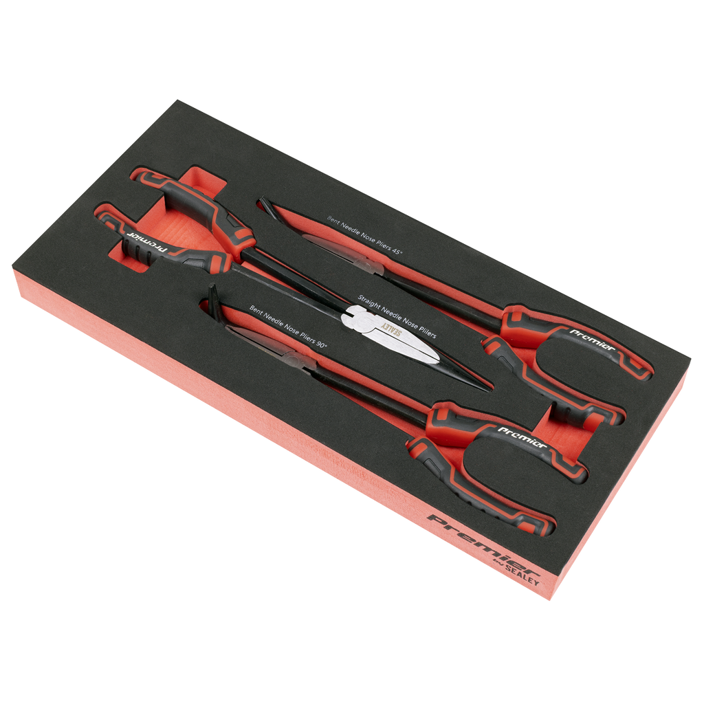 Sealey Premier Long Needle Nose Pliers Set with Tool Tray 3pc TBT58 - BostonPlates Autocare Centre