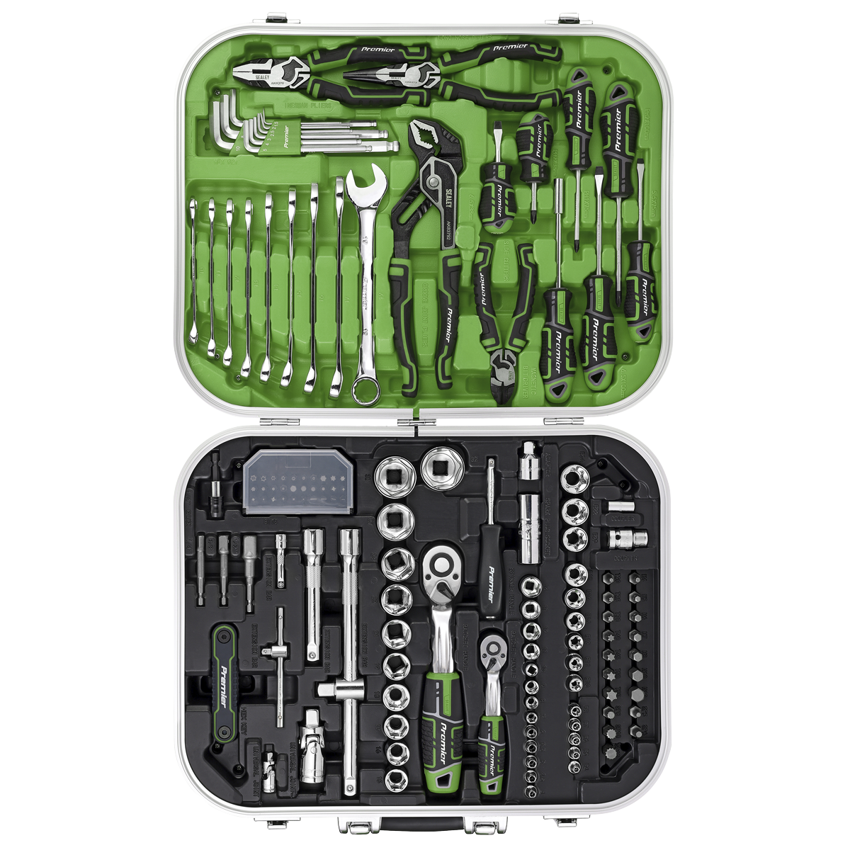 Sealey Premier Mechanic's Tool Kit 144pc - Hi-Vis Green AK7980HV - BostonPlates Autocare Centre