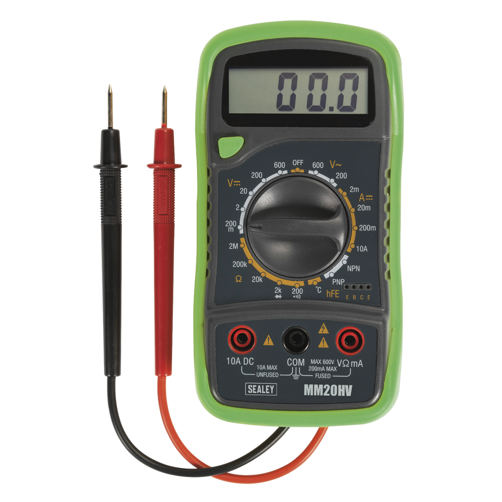 Sealey 8-Function Digital Multimeter with Thermocouple - Hi-Vis Green MM20HV (Copy)