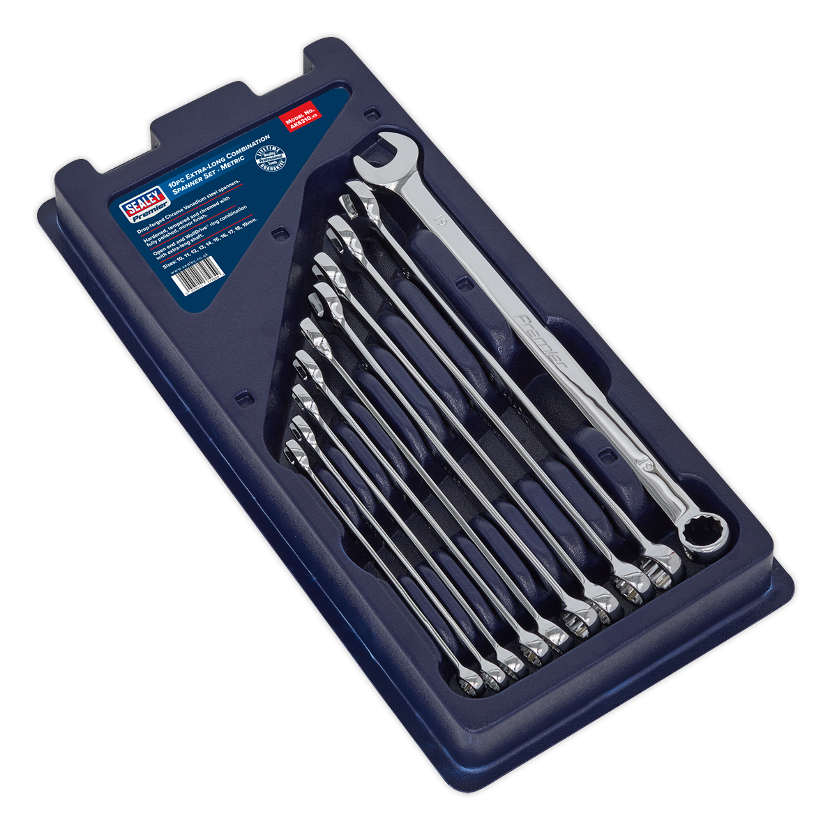 Sealey Premier Extra-Long Combination Spanner Set 10pc AK6310 - BostonPlates Autocare Centre