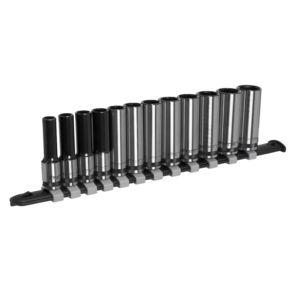 Sealey Premier Black Deep Socket Set 3/8"Sq Drive 12pc AK7993 - BostonPlates Autocare Centre