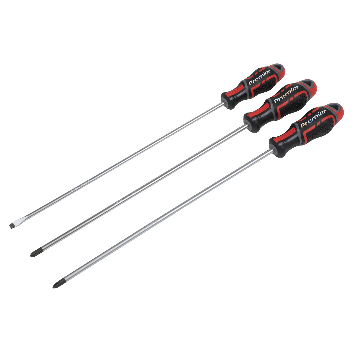 Sealey Premier GripMAX® Extra-Long Screwdriver Set 3pc AK4372 - BostonPlates Autocare Centre