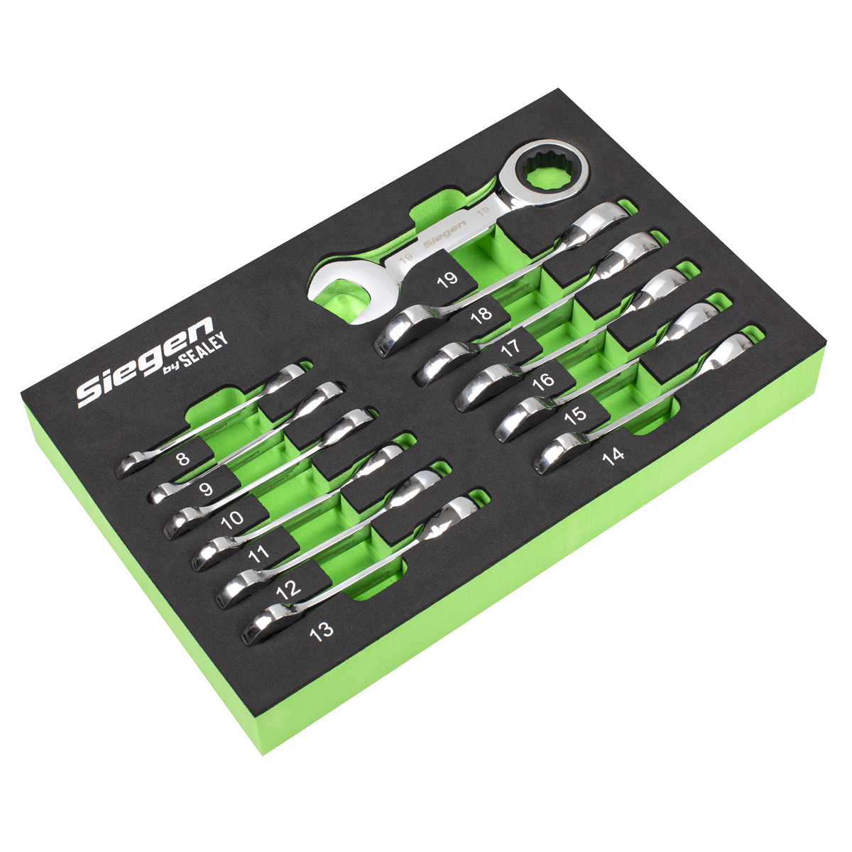 Siegen Stubby Combination Ratchet Spanner Set in EVA Foam Tray 12pc S0633 - BostonPlates Autocare Centre
